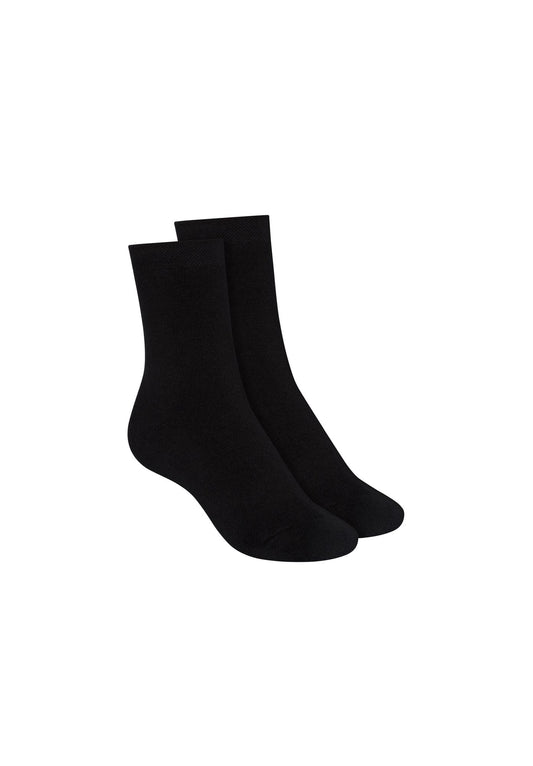 2 Pack Warm Mid Socks Black (GOTS)