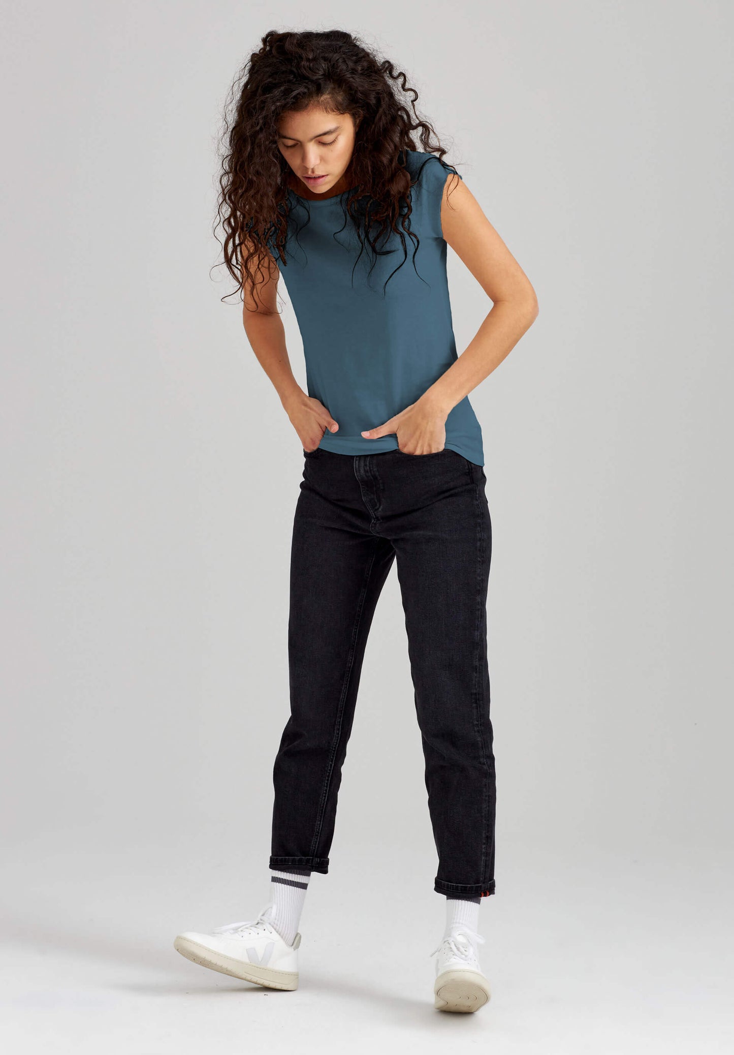 TT01 Cap Sleeve Sea Blue (GOTS)