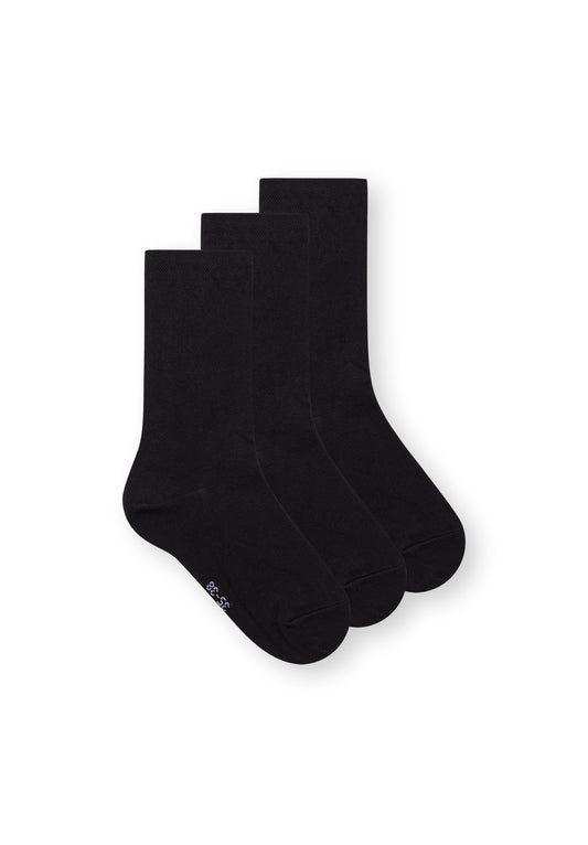 3 Pack High Socks Black (GOTS)