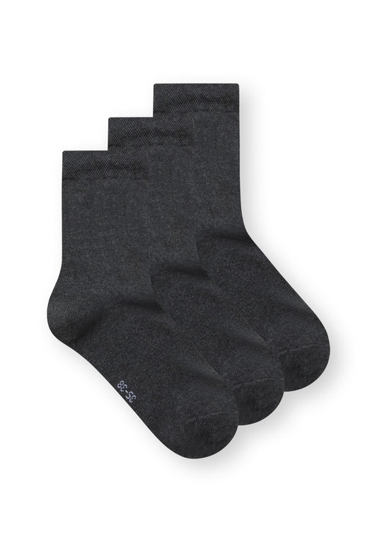 3 Pack Mid Socks Anthrazit Melange (GOTS)