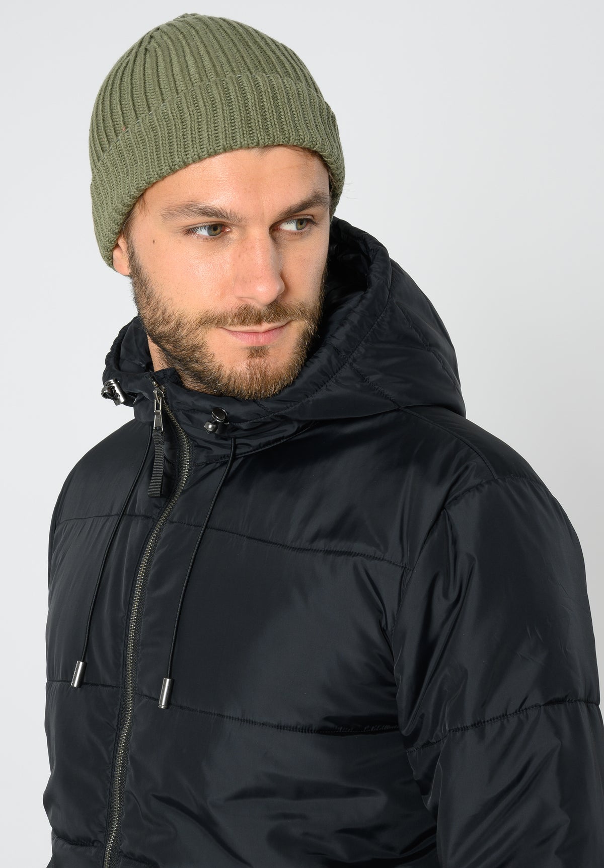 TT2038 KAPOK Basic Jacket Herren in Schwarz, Detail Kragen