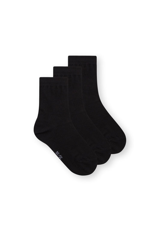 3 Pack Mid Socks Black (GOTS)