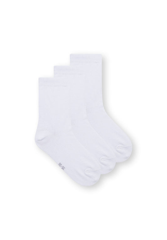 3 Pack Mid Socks White (GOTS)