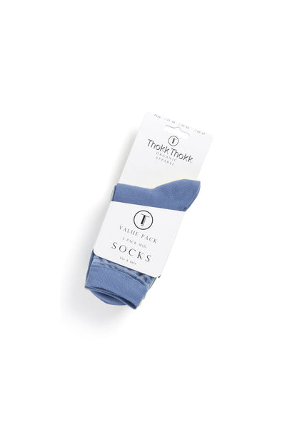 3 Pack Mid Socks - Damensocken - Cabbage/Vanilla Dots/Ironblue Stripes (GOTS)
