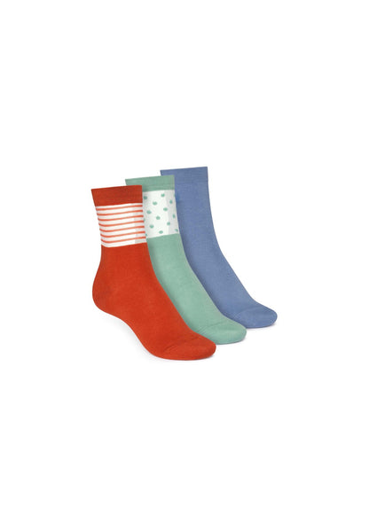 3 Pack Mid Socks - Damensocken - Ironblue/Cabbage Dots/Tangerine Stripes