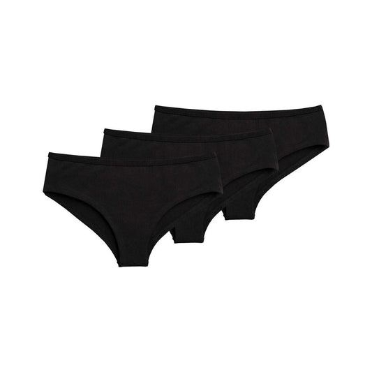 3er Pack TT21 Panty in Schwarz, drei Panties gestapelt, Bio-Baumwolle GOTS