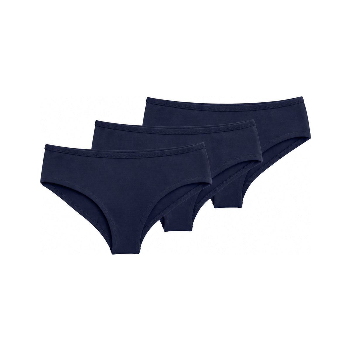 3er Pack TT21 Panty in Midnight, drei Panties gestapelt, Bio-Baumwolle GOTS