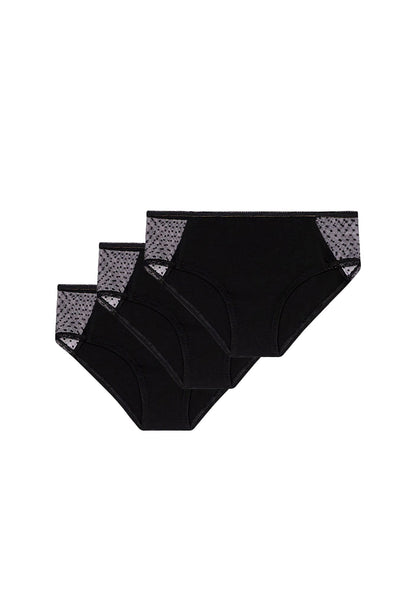 3 Pack TT21 Panty Side Netlace Black