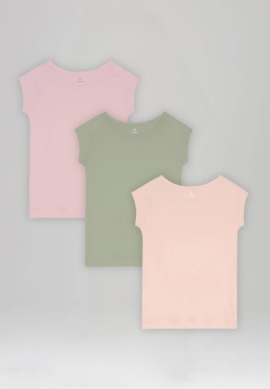 3er-Set Dusty Tones Bundle TT01 Cap Sleeve T-Shirt