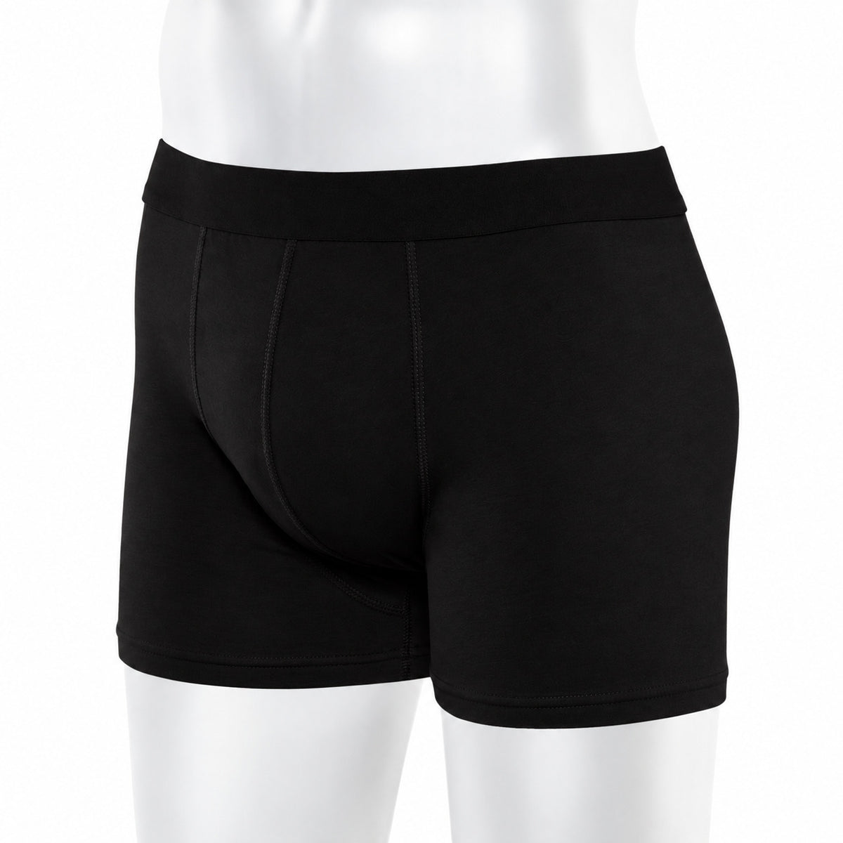 TT15 Trunks in Schwarz an der Bueste, Vorderansicht, flacher Bund
