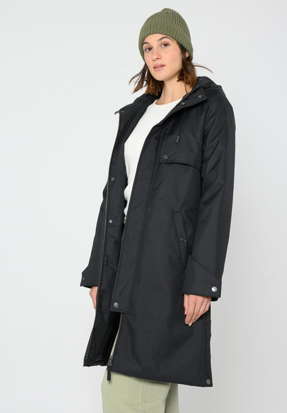 TT2029 KAPOK Coat Damen in Schwarz, geoeffnet