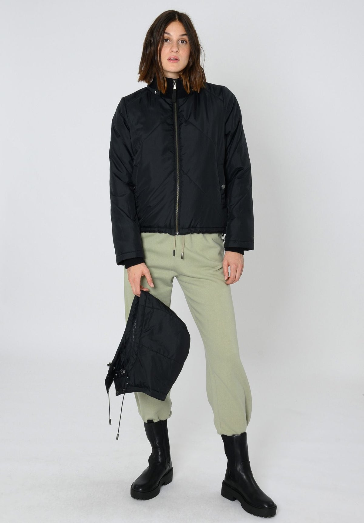 TT2031 KAPOK Short Jacket Damen in Schwarz, Seitenansicht