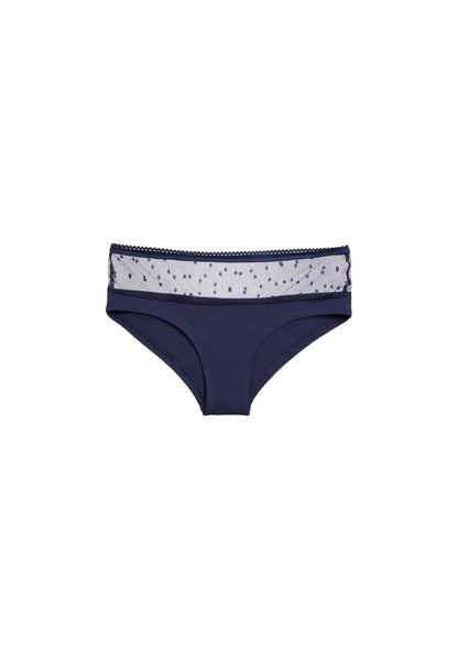 TT21 Panty Netlace in Midnight, einzelnes Panty mit Netzspitze am Bund