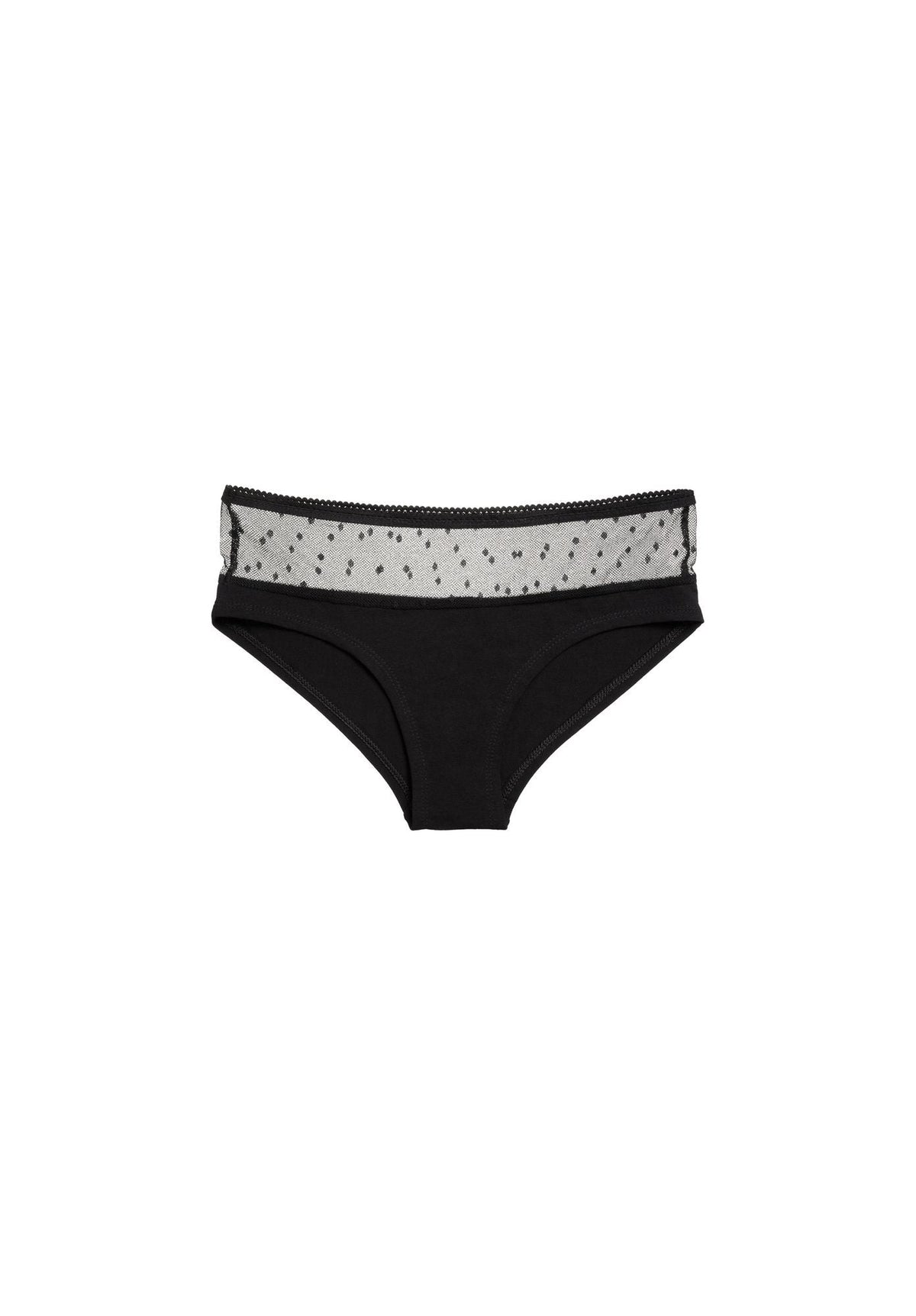 TT21 Panty Netlace in Schwarz, einzelnes Panty mit Netzspitze am Bund