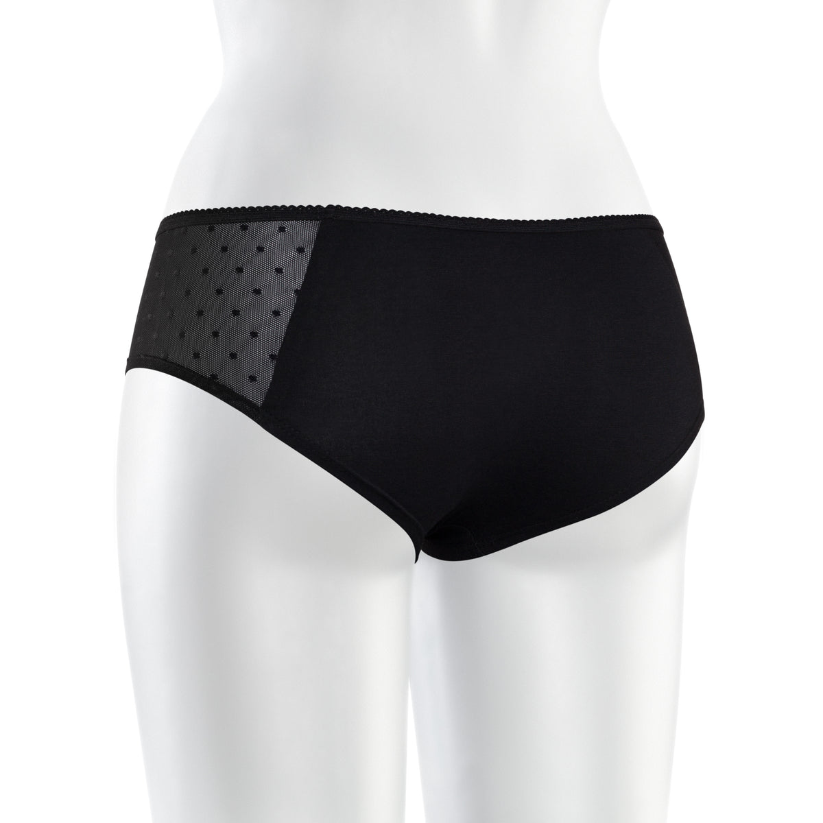 TT21 Panty Side Netlace in Schwarz an der Bueste, Rueckansicht