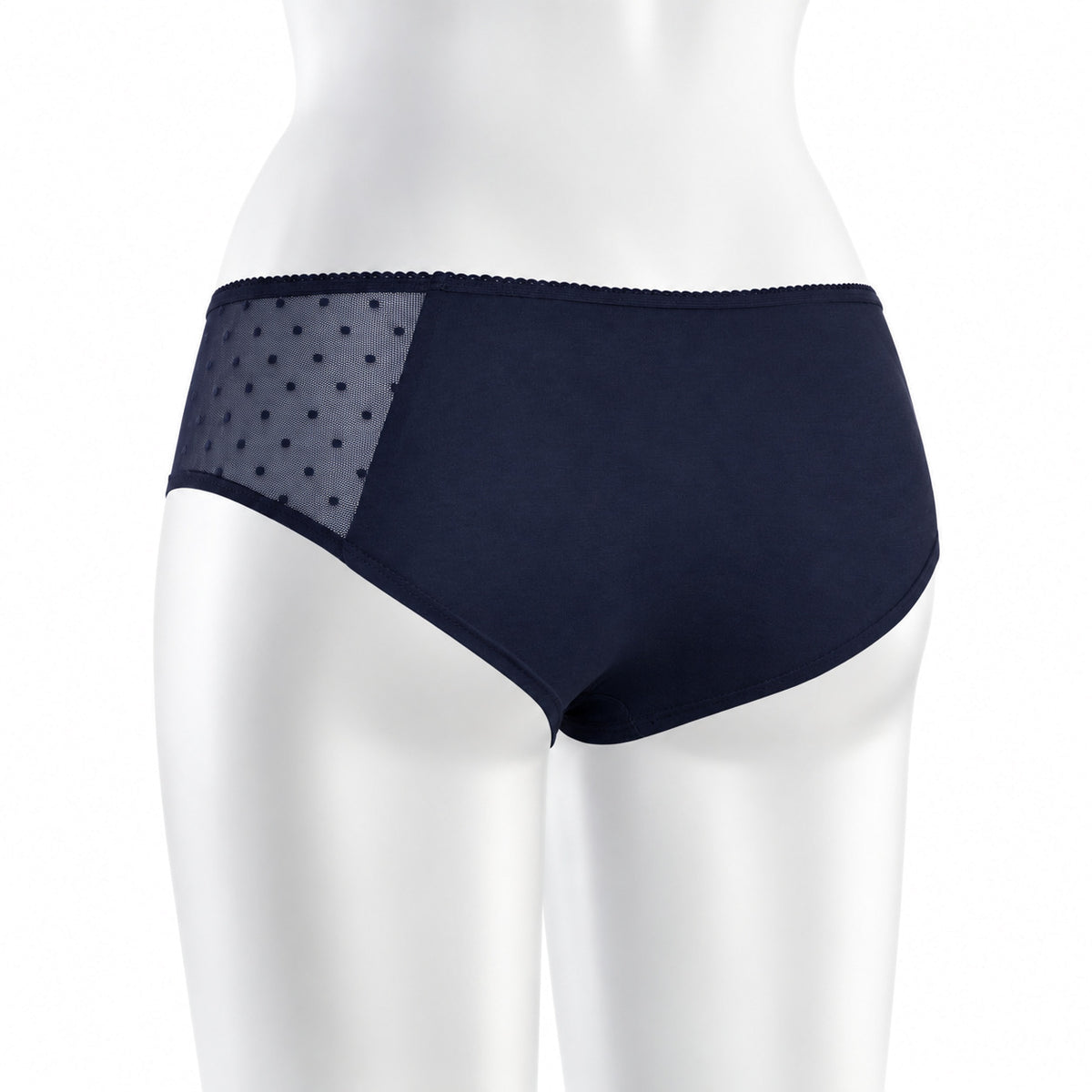 TT21 Panty Side Netlace in Midnight an der Bueste, Rueckansicht