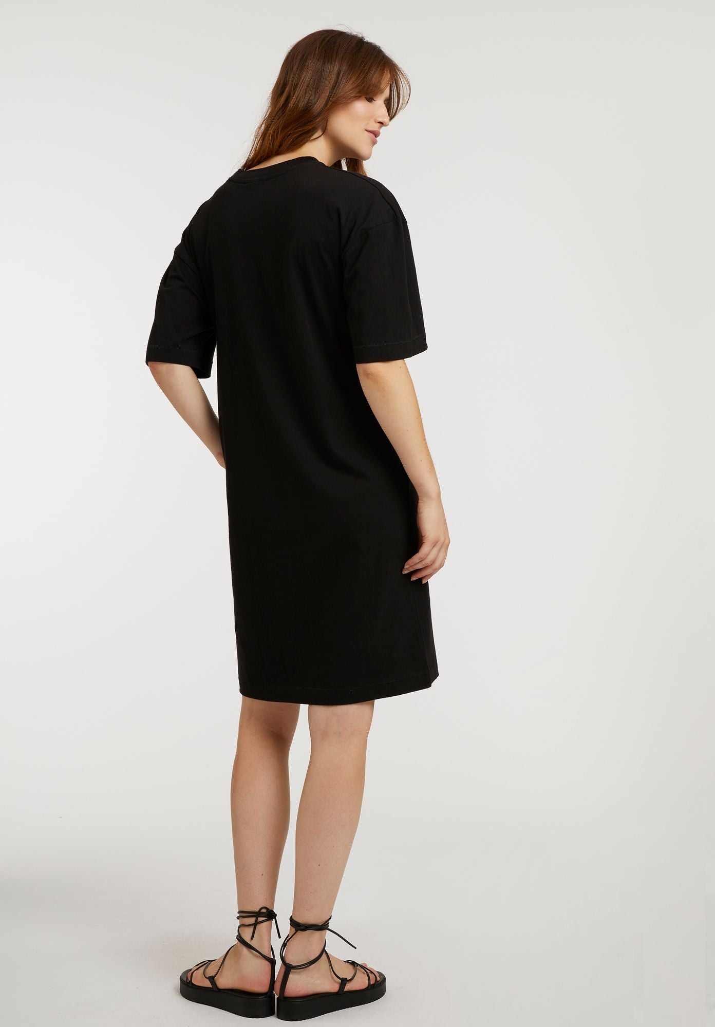 Black t shirt dress with pockets on sale